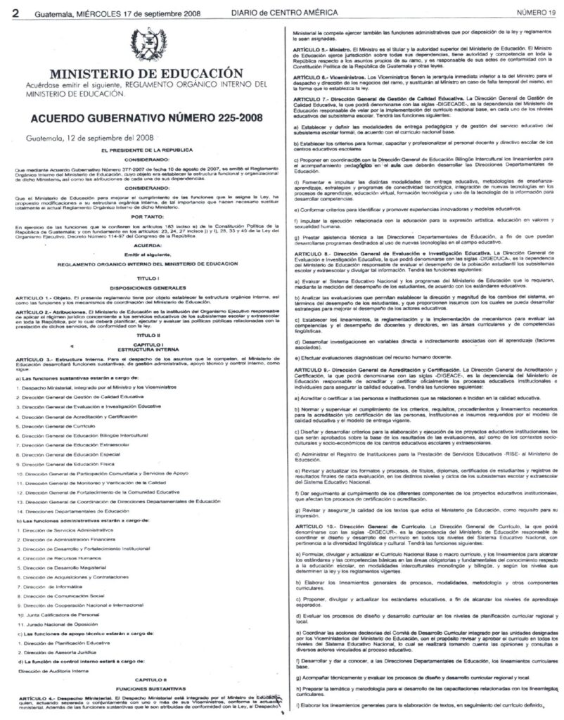 thumbnail of 225-2008-Reglamento orgánico interno del Ministerio de Educación