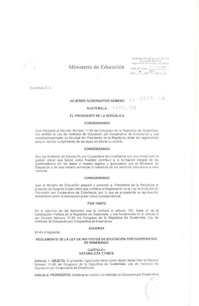 thumbnail of Acuerdo Ministerial 35-2015