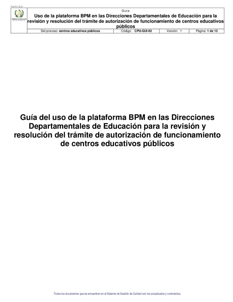 thumbnail of Guía del uso plataforma BPM centros educativos públicos encargado DIDEDUC