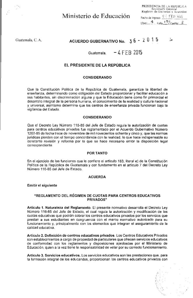 thumbnail of Acuerdo Gubernativo 36-2015